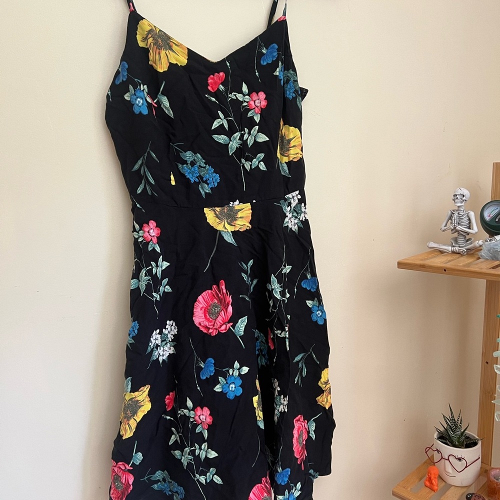 Old Navy Black Dress with Colorful Floral Design